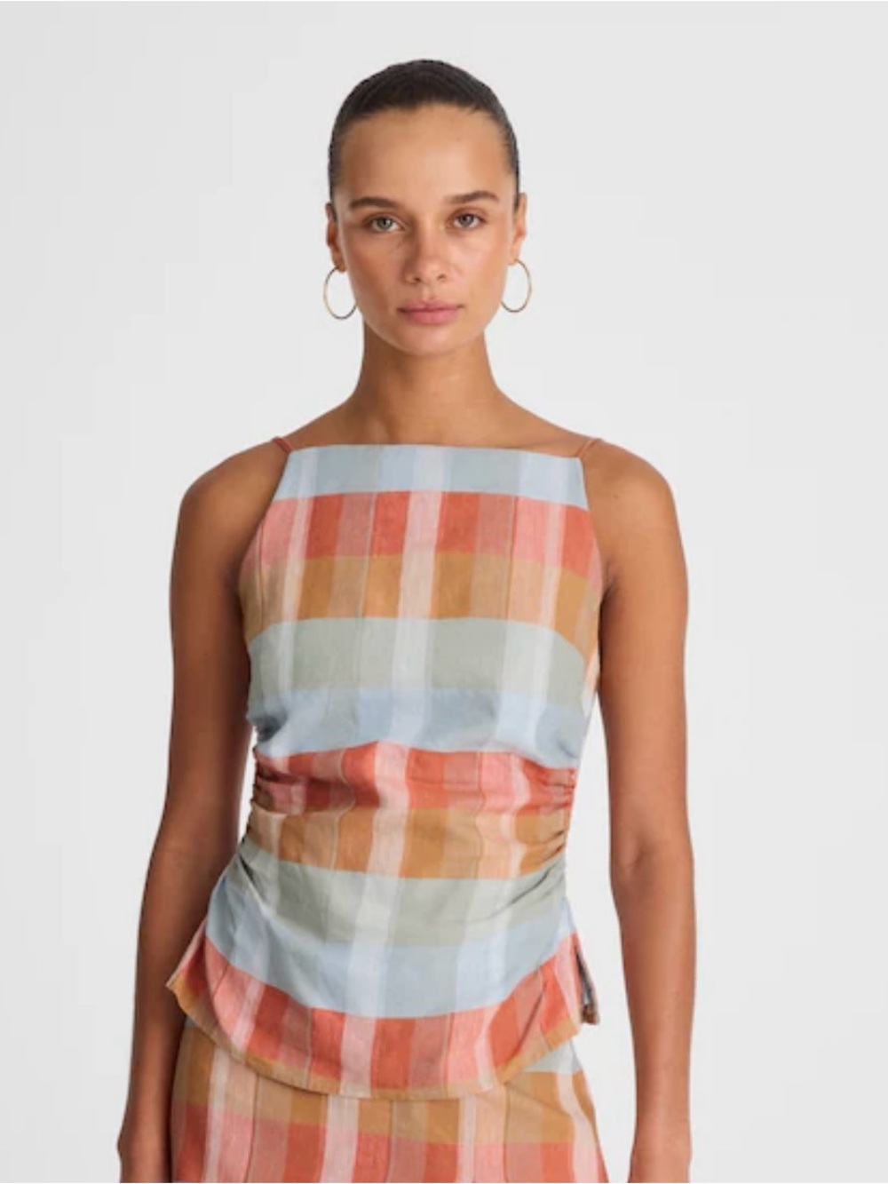 Madewell Striped Cami Dress in Coral, Light Blue & Tan